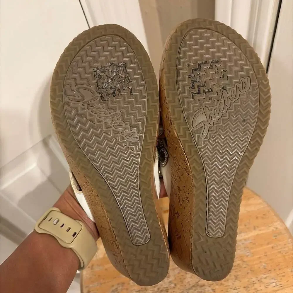Skechers Cali Beverlee Bizzy Babe Rhinestone Cork Wedge Sandals